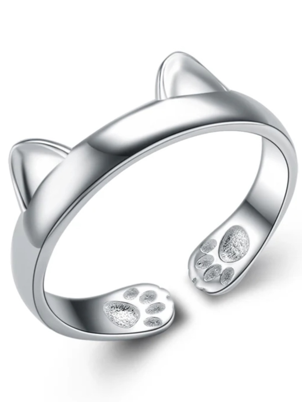 925 Cat Ear Kitty Paw Hug Ring